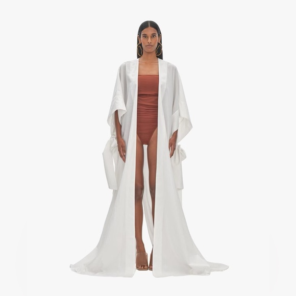 ANDREA IYAMAH Gamba Maxi Tie-Waist Robe One Size | OS Ivory - Picture 9 of 11